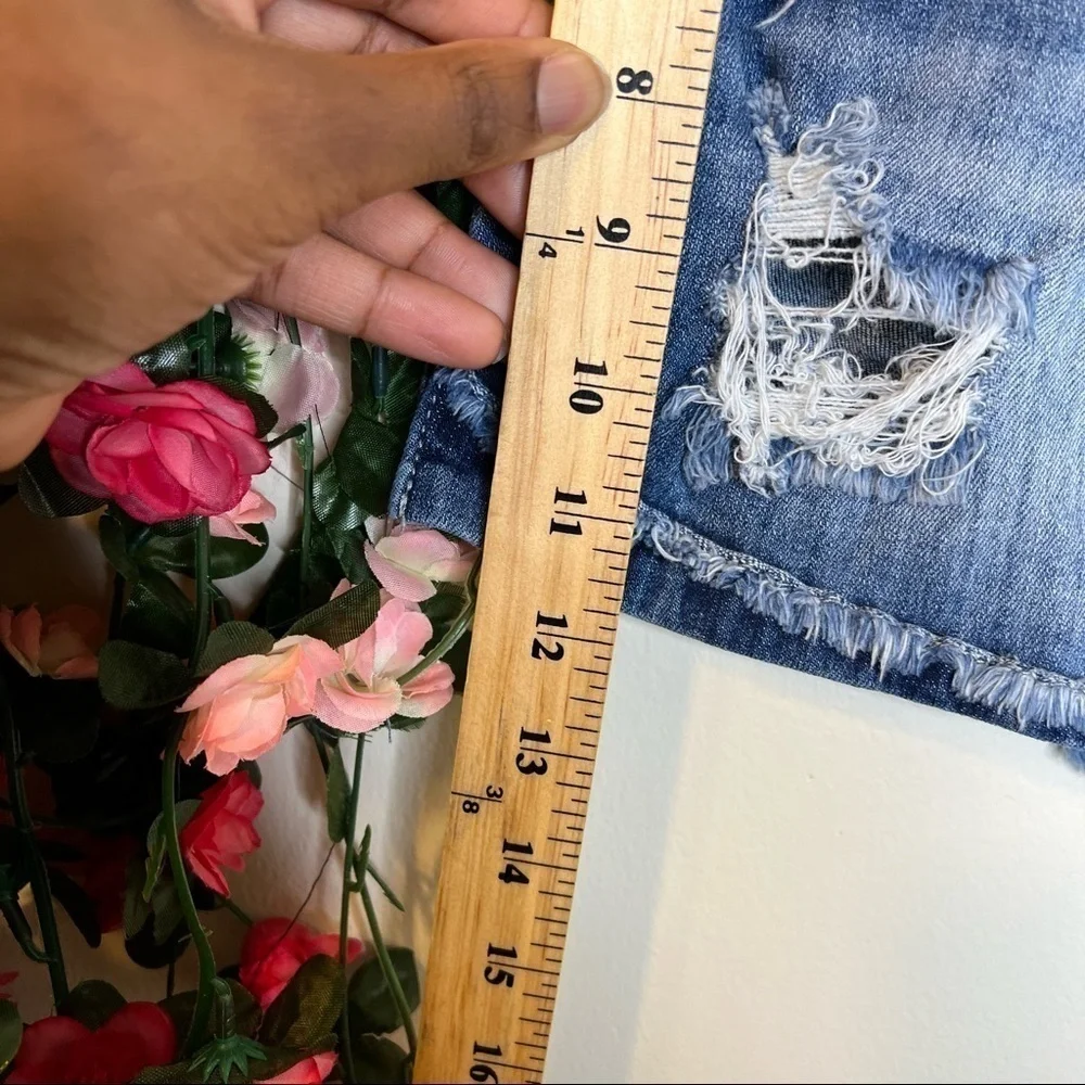 KanCan 30 Women's Blue Denim Jean Shorts Cutoffs Distressed KC11205M Casual